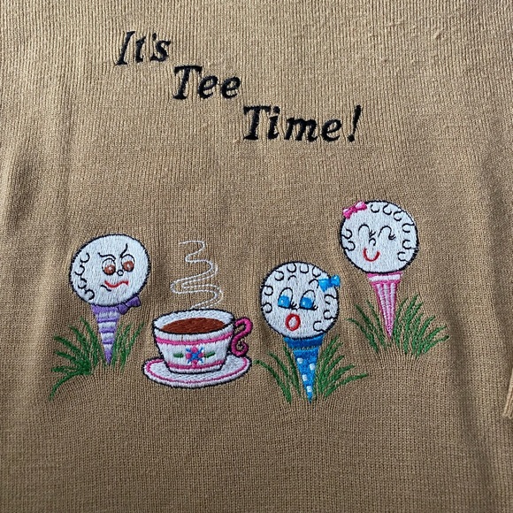 Vintage Unisex V-neck Embroidered Golf Sweater - Picture 2 of 5